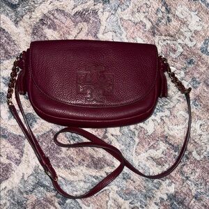 Tory Burch Burgundy Leather Crossbody Bag